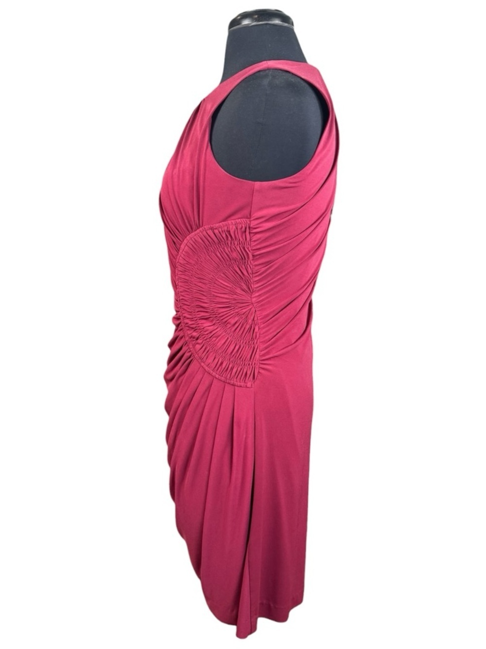 Boston Proper Burgundy Ruched Sleeveless Dress Size 10 - Picture 2 of 6